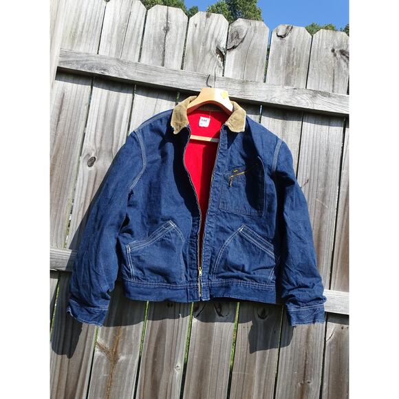 VERY RARE VTG 60s Lee Sanforized 101LB Denim Jacket Red Flannel Talon Zipper 42 - Picture 1 of 9